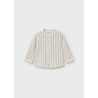 Mayoral Camisa de manga larga con lino y cuello mao bebé peach - Imagen 1