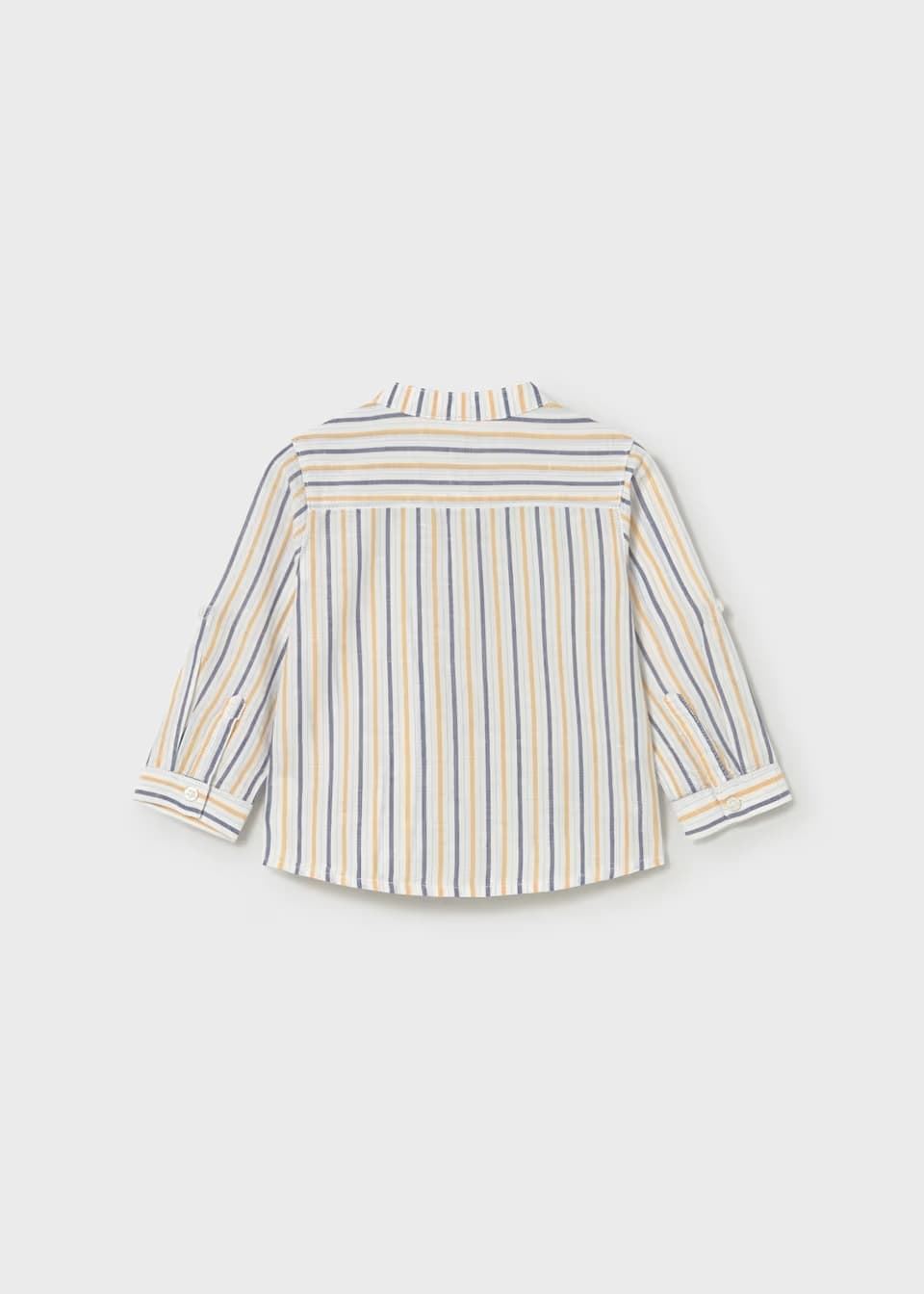 Mayoral Camisa de manga larga con lino y cuello mao bebé peach - Imagen 2