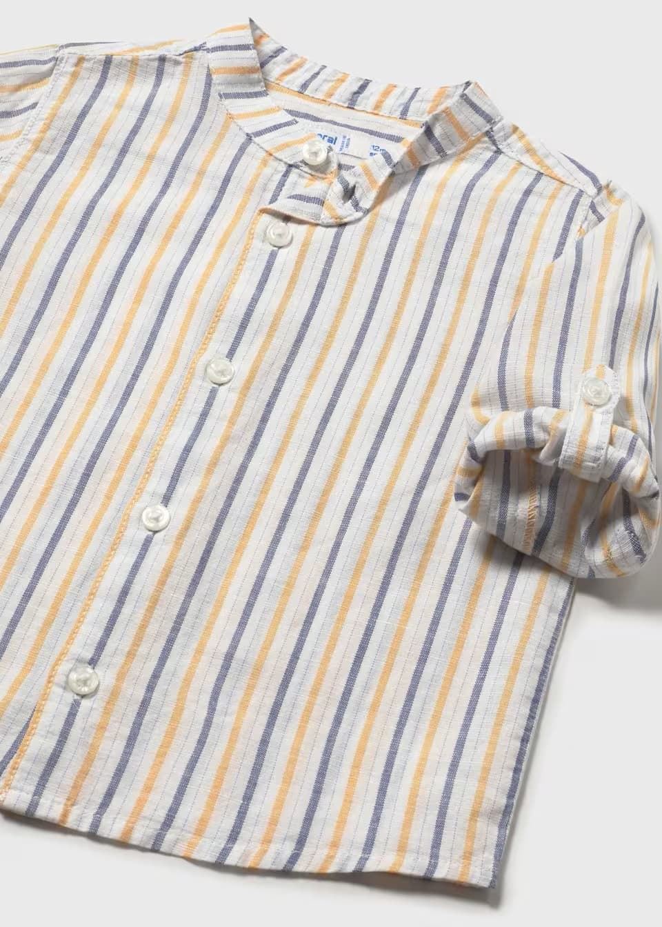 Mayoral Camisa de manga larga con lino y cuello mao bebé peach - Imagen 3