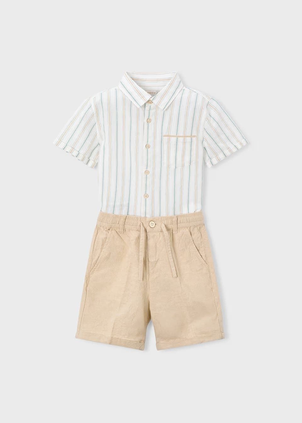 Mayoral Conjunto bermuda y camisa con lino niño mocca - Imagen 1