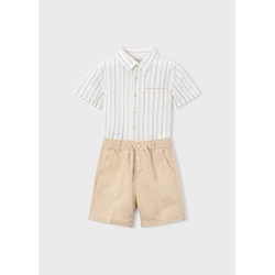 Mayoral Conjunto bermuda y camisa con lino niño mocca - Imagen 1
