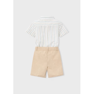 Mayoral Conjunto bermuda y camisa con lino niño mocca - Imagen 2