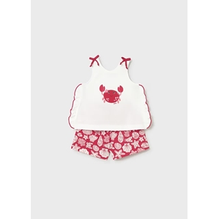 Mayoral Conjunto pantalón corto estampado y camiseta bebé rojo - Imagen 1