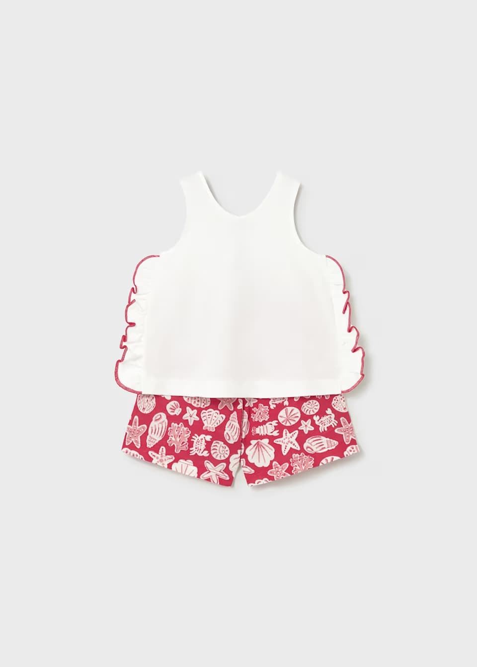 Mayoral Conjunto pantalón corto estampado y camiseta bebé rojo - Imagen 2