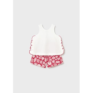 Mayoral Conjunto pantalón corto estampado y camiseta bebé rojo - Imagen 2