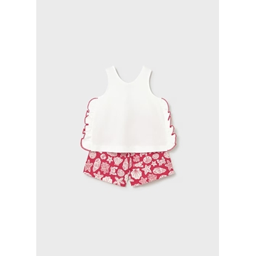 Mayoral Conjunto pantalón corto estampado y camiseta bebé rojo - Imagen 2