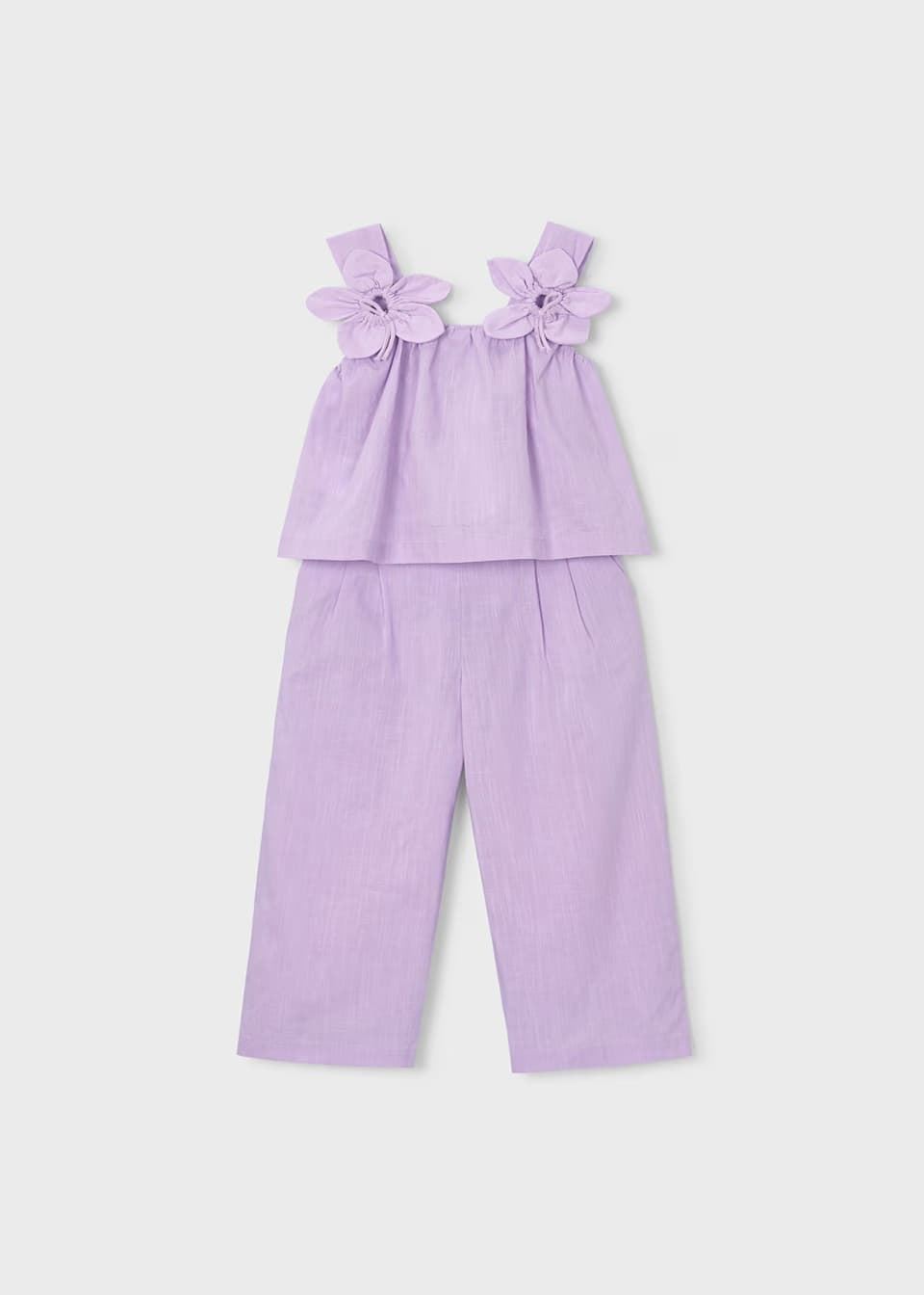Mayoral Conjunto pantalón largo y blusa flores niña malva - Imagen 1