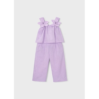Mayoral Conjunto pantalón largo y blusa flores niña malva - Imagen 1