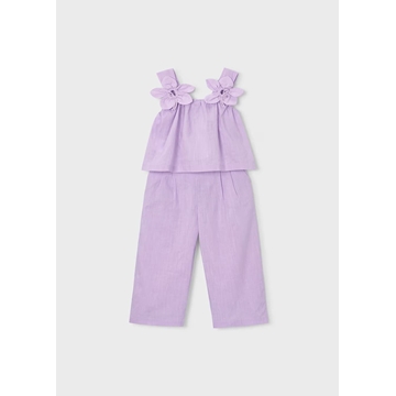 Mayoral Conjunto pantalón largo y blusa flores niña malva - Imagen 1