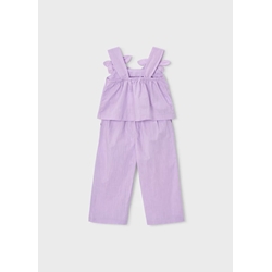 Mayoral Conjunto pantalón largo y blusa flores niña malva - Imagen 2