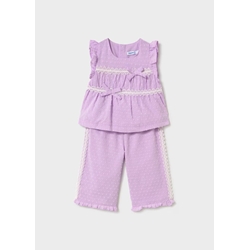 Mayoral Conjunto pantalón y blusa volantes bebé malva - Imagen 1