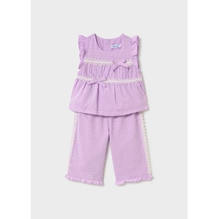 Mayoral Conjunto pantalón y blusa volantes bebé malva - Imagen 1
