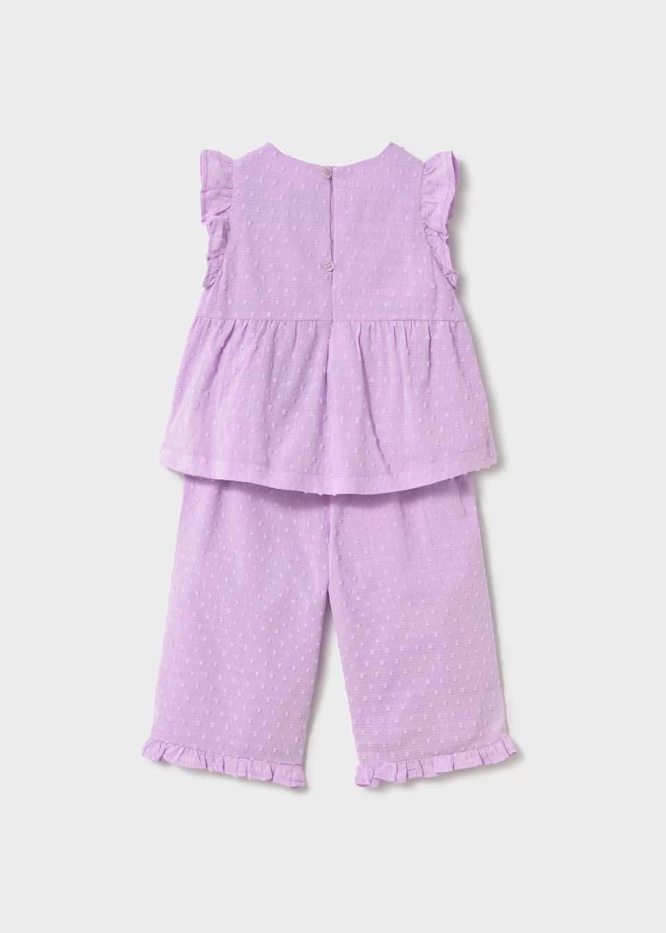 Mayoral Conjunto pantalón y blusa volantes bebé malva - Imagen 2