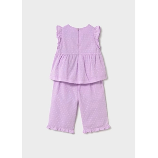 Mayoral Conjunto pantalón y blusa volantes bebé malva - Imagen 2