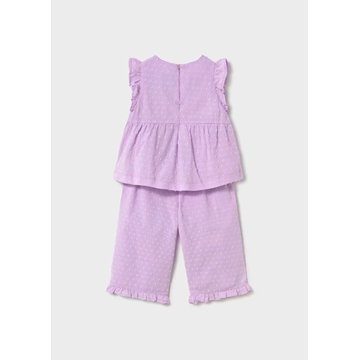 Mayoral Conjunto pantalón y blusa volantes bebé malva - Imagen 2