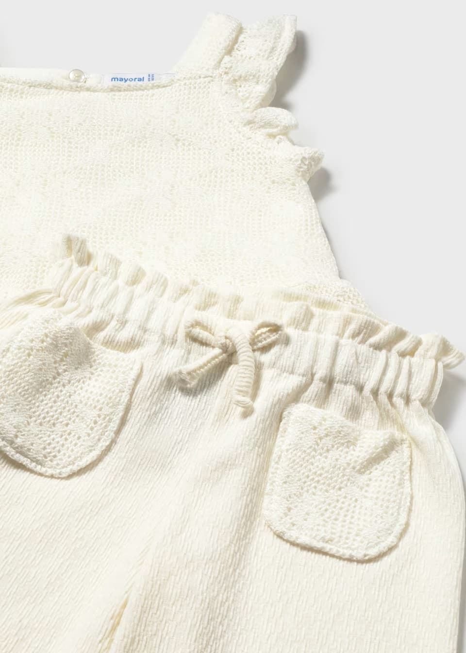 Mayoral Conjunto pantalón y top crochet bebé crudo - Imagen 3