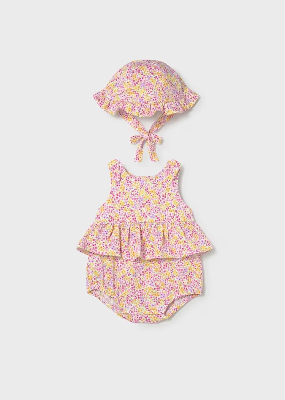 Mayoral Pelele estampado con gorro recién nacida rosa - Imagen 1