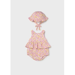 Mayoral Pelele estampado con gorro recién nacida rosa - Imagen 1