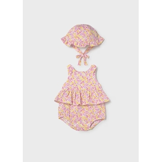 Mayoral Pelele estampado con gorro recién nacida rosa - Imagen 1