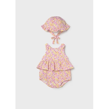 Mayoral Pelele estampado con gorro recién nacida rosa - Imagen 1