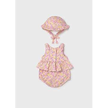 Mayoral Pelele estampado con gorro recién nacida rosa - Imagen 2