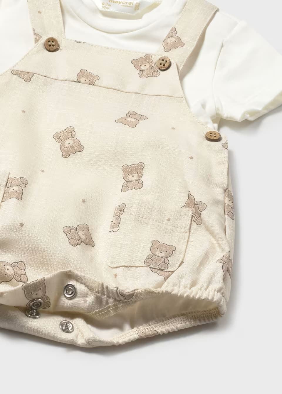 Mayoral Peto corto estampado con camiseta recién nacido topo - Imagen 3