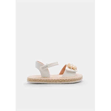 Mayoral Sandalia yute flor niña blanco - Imagen 1