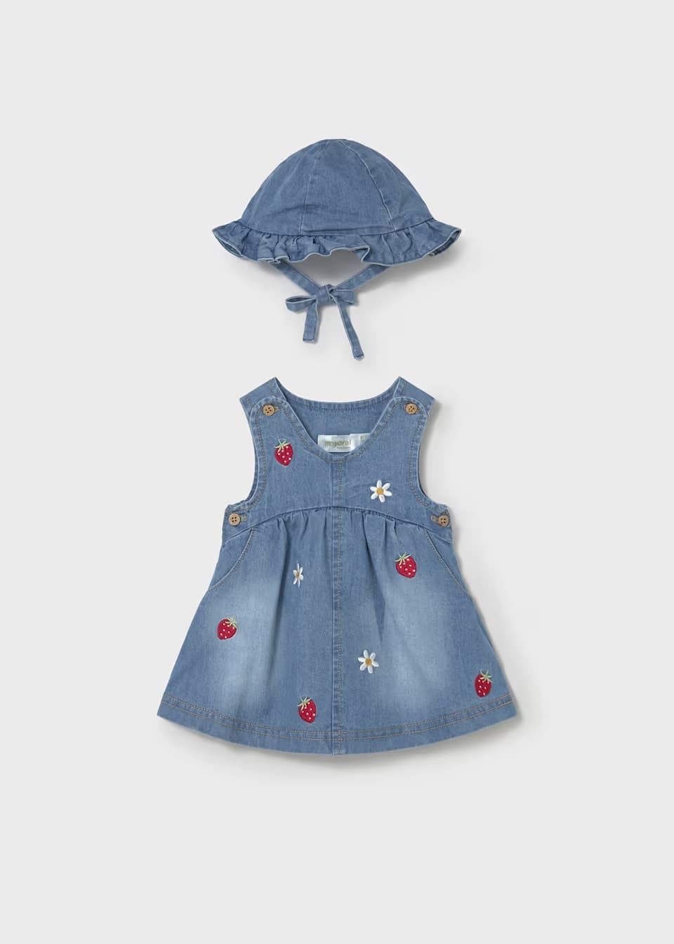 Mayoral Vestido con gorro volantes recién nacida tejano - Imagen 1