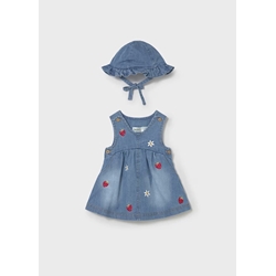 Mayoral Vestido con gorro volantes recién nacida tejano - Imagen 1