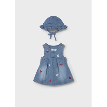 Mayoral Vestido con gorro volantes recién nacida tejano - Imagen 1