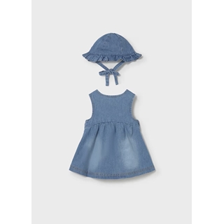 Mayoral Vestido con gorro volantes recién nacida tejano - Imagen 2