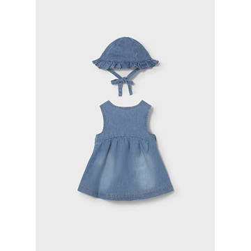 Mayoral Vestido con gorro volantes recién nacida tejano - Imagen 2