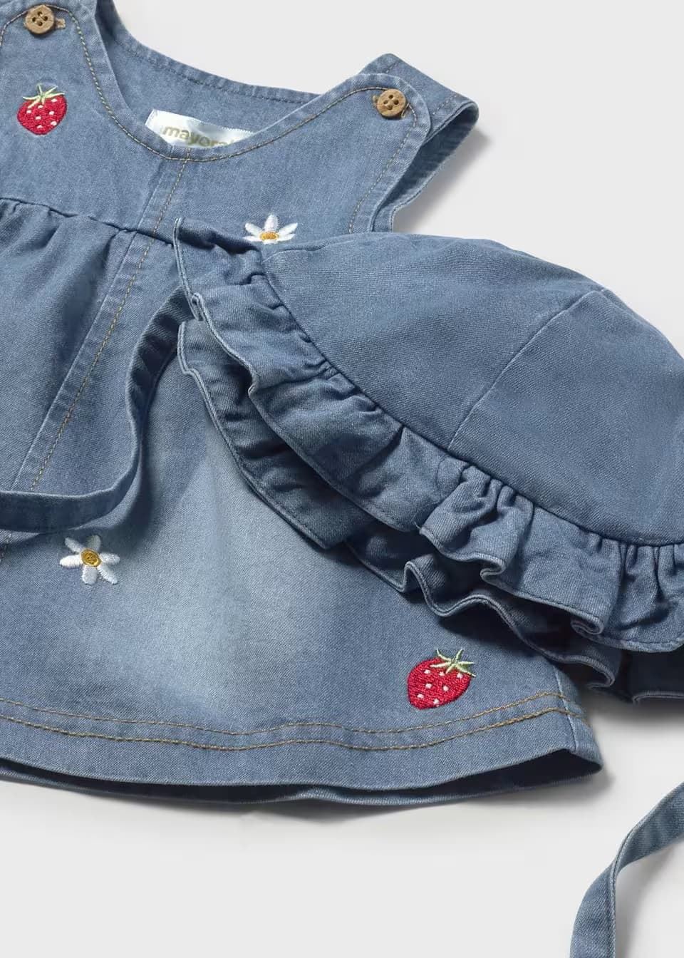 Mayoral Vestido con gorro volantes recién nacida tejano - Imagen 3