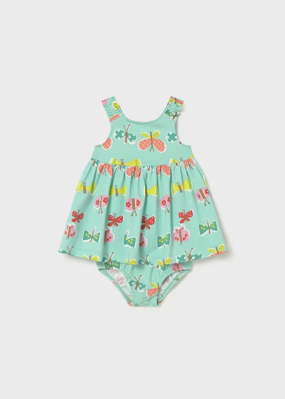 Mayoral Vestido estampado con cubrepañal bebé turquesa - Imagen 1