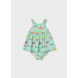 Mayoral Vestido estampado con cubrepañal bebé turquesa - Imagen 1