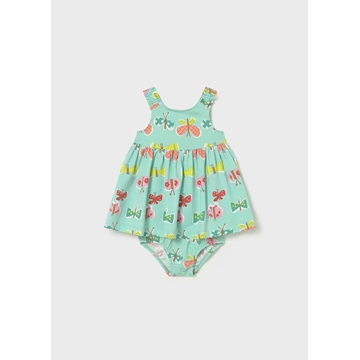 Mayoral Vestido estampado con cubrepañal bebé turquesa - Imagen 1