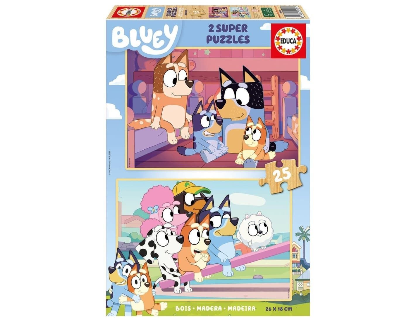 Puzzle 2x25 Bluey madera 19407 BLUEY EDUCA - Imagen 1